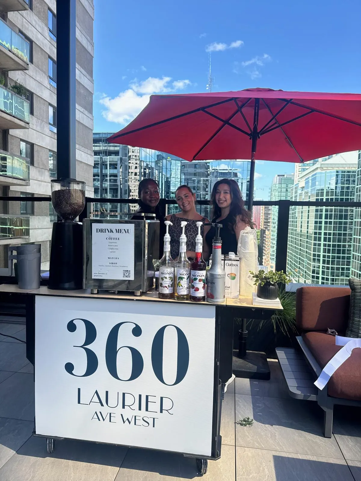 Qahwa Bar espresso cart serving guests at 360 Laurier
