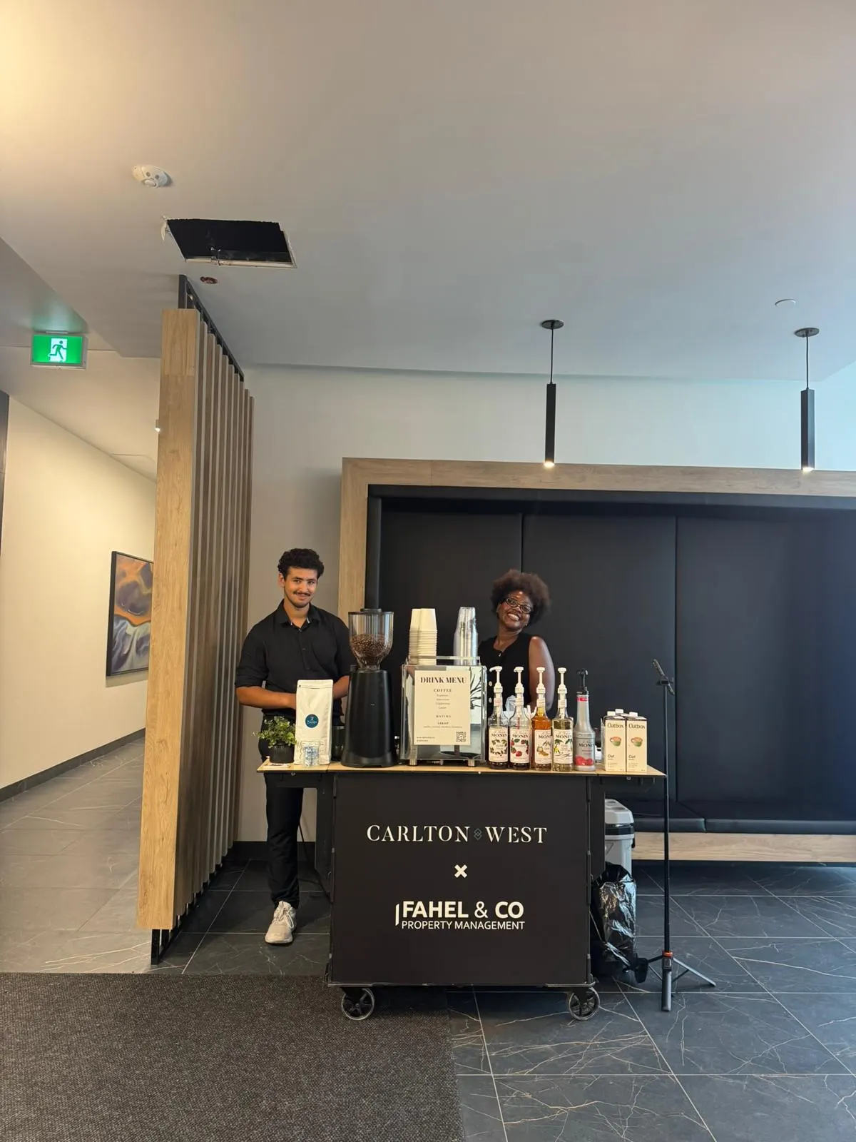 Qahwa Bar espresso cart serving guests at Carlton West