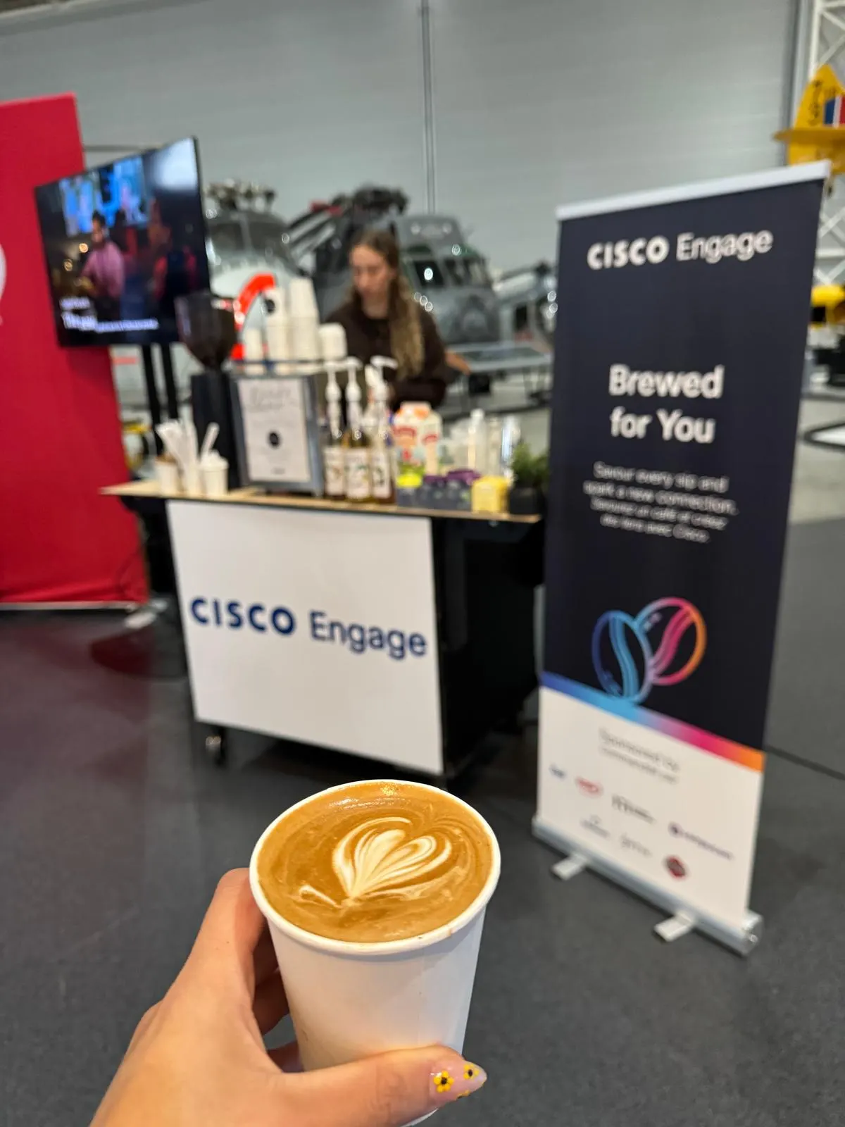 Qahwa Bar espresso cart serving guests at Cisco