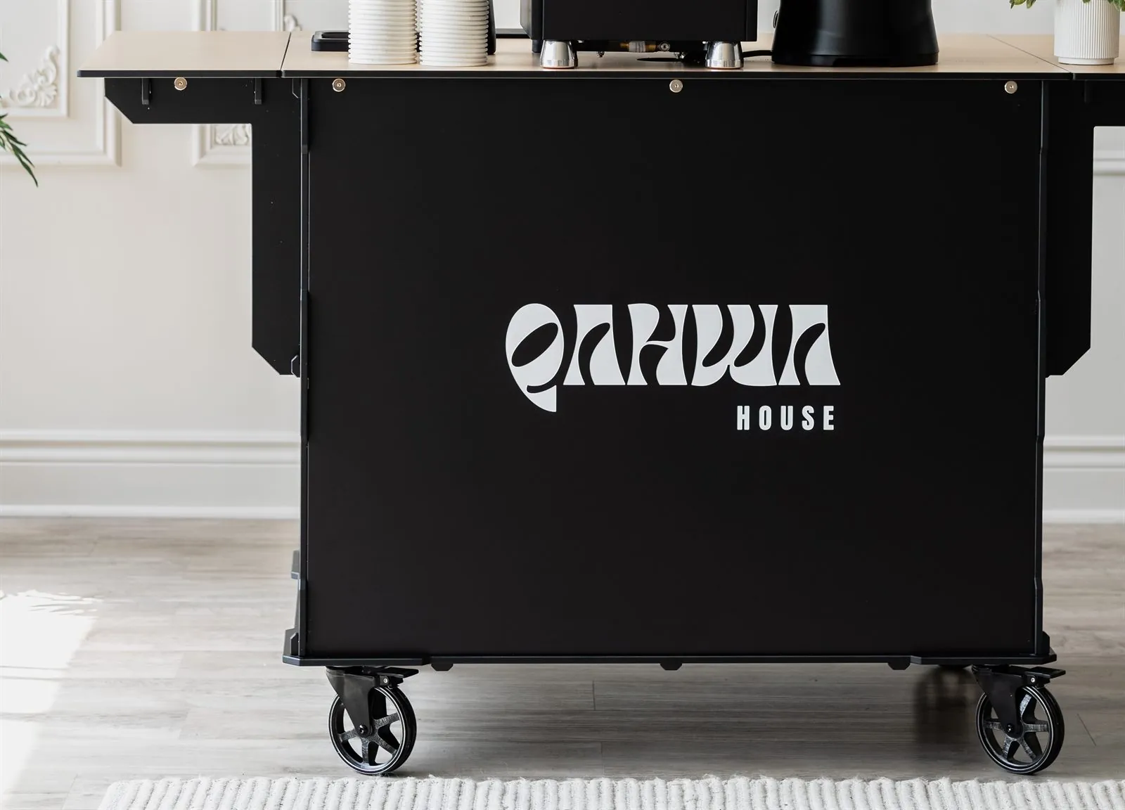 Qahwa Bar cart with customisable front-panel branding